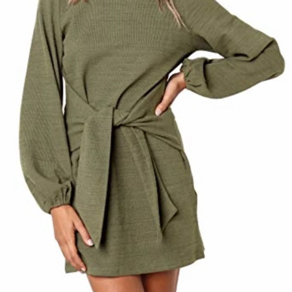 Lionstill Women's Long Sleeve Dress Tie Front - Picture 2 of 6